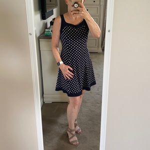 Chaps petite boat neck sleeveless polka dot summer dress